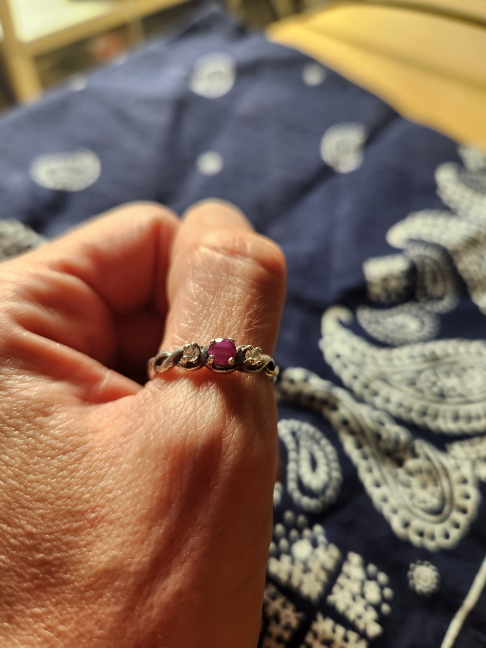 Sterling Silver Ring with Pink Gemstone